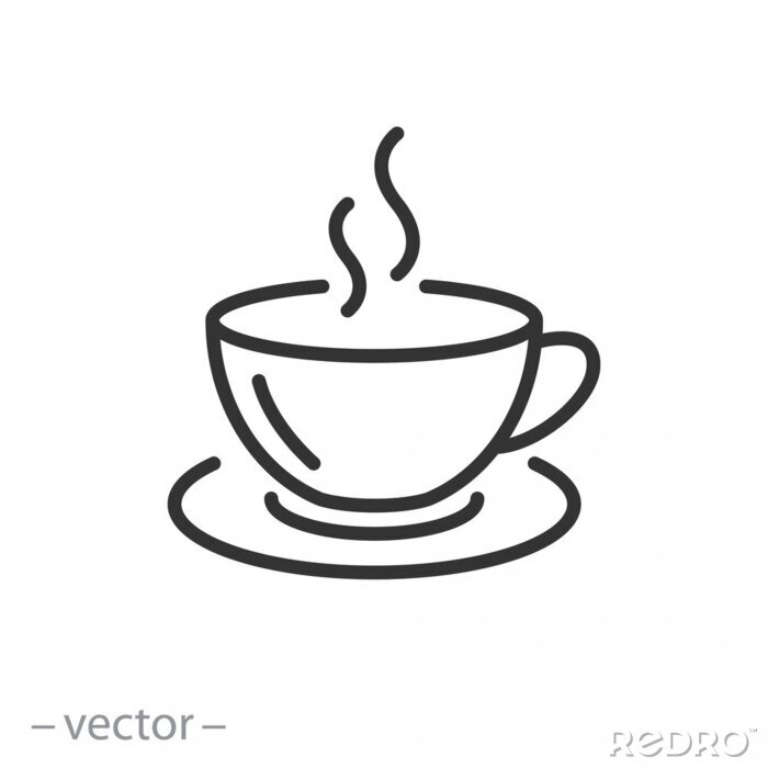 Sticker Einfache Grafik dampfender Kaffee in einer Tasse