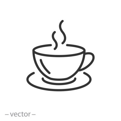 Sticker Einfache Grafik dampfender Kaffee in einer Tasse