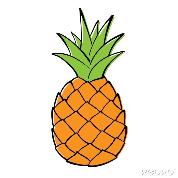 Sticker Einfache Grafik, die eine Ananas darstellt