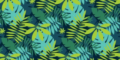 Sticker Einfaches grünes tropisches Blattdesign nahtloses Muster