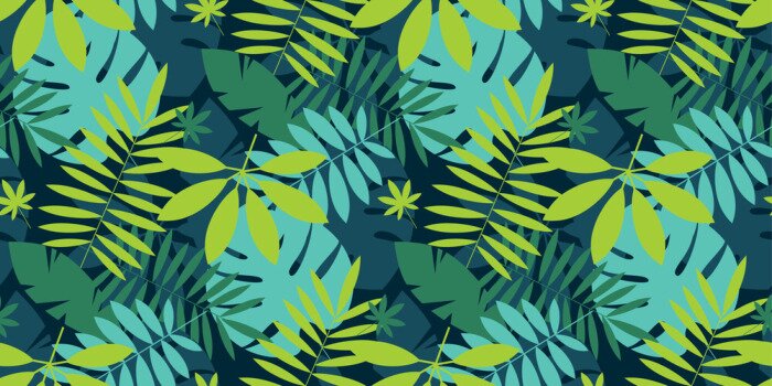 Sticker Einfaches grünes tropisches Blattdesign nahtloses Muster