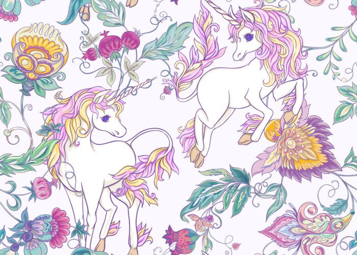 Sticker Einhörner unter Blumen