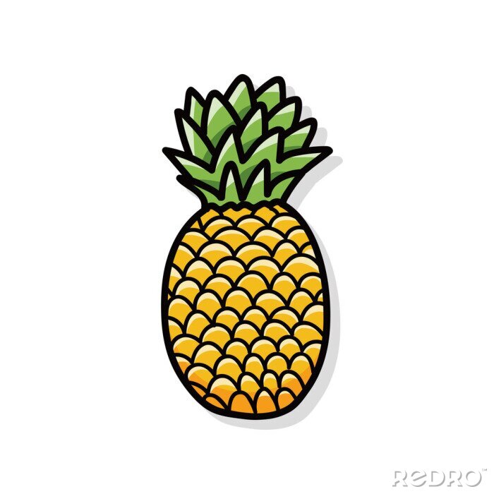 Sticker Einzelne Ananas einfache Grafik