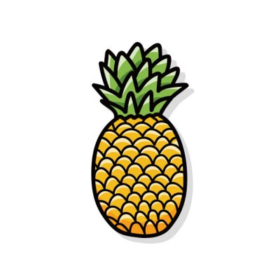 Sticker Einzelne Ananas einfache Grafik