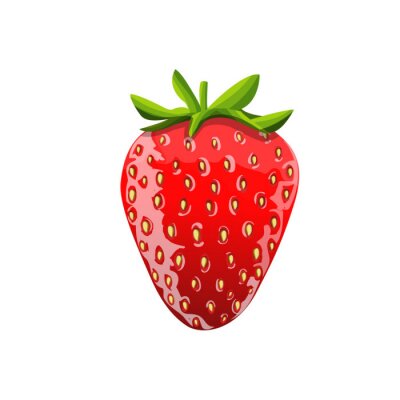 Sticker Einzelne Erdbeere auf weißem Hintergrund Grafik
