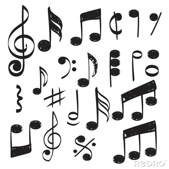 Sticker Einzelne Noten und andere musikalische Symbole