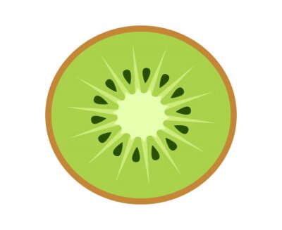 Sticker Einzelne Scheibe der Kiwi schematische minimalistische Illustration