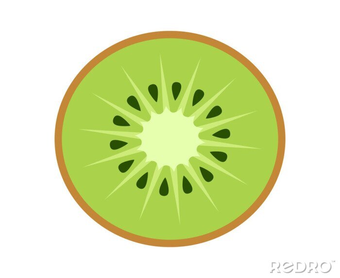 Sticker Einzelne Scheibe der Kiwi schematische minimalistische Illustration