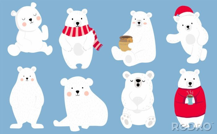 Sticker Eisbären in der Weihnachtsausführung
