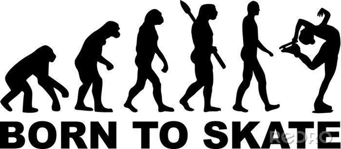 Sticker Eiskunstlauf Evolution geboren zu