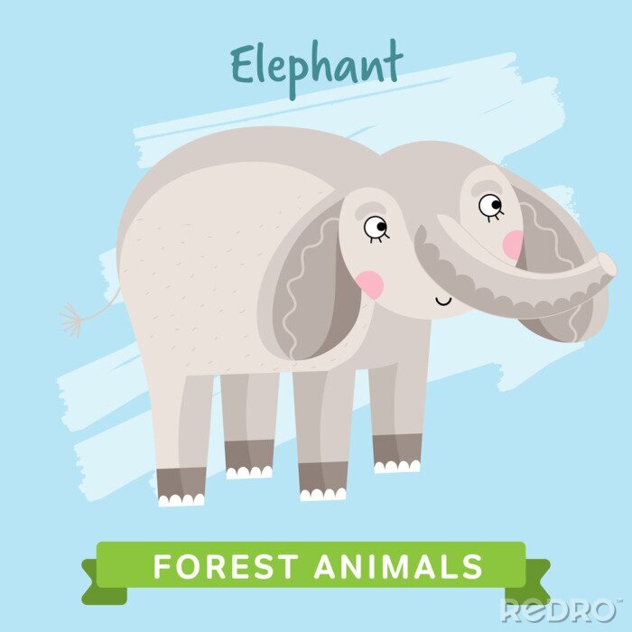 Sticker Elefant für Kinder auf einer lustigen Illustration