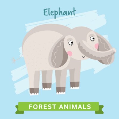 Sticker Elefant für Kinder auf einer lustigen Illustration