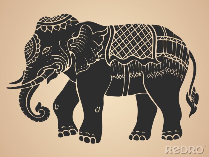 Sticker Elefant Schwarz Weiß Darstellung