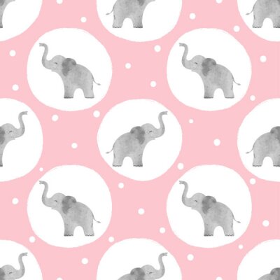 Elefanten in Tupfen auf rosa Hintergrund
