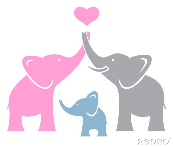 Sticker Elefantenfamilie mit Herz