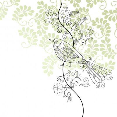 Sticker elegant floral Illustration, Grußkarte