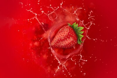 Sticker Erdbeere in einem roten Getränk Foto