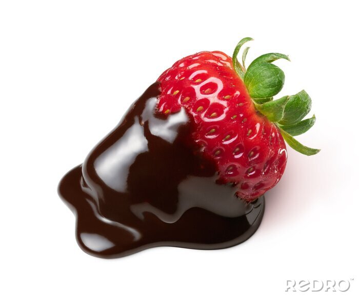 Sticker Erdbeere mit flüssiger Schokolade überzogen