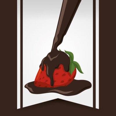 Sticker Erdbeere mit Schokoladenüberzug Grafik