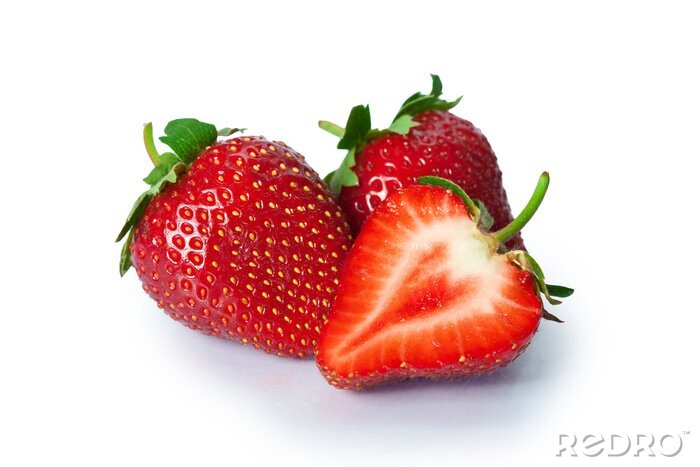 Sticker Erdbeeren frisch auf weißem Hintergrund