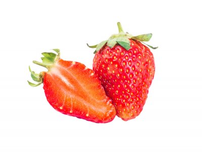 Sticker Erdbeeren frisch Foto auf weißem Hintergrund