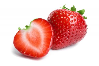Sticker Erdbeeren frisch in Rot auf weißem Hintergrund