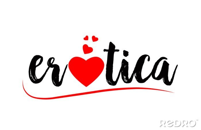 Sticker erotica word text typography design logo icon with red love heart