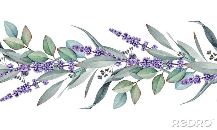 Sticker Eukalyptuszweig mit Lavendel