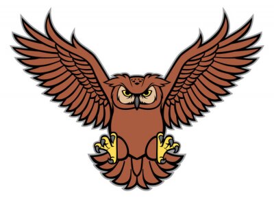 Sticker Eule verteilt den Flügel