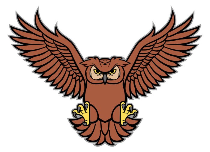 Sticker Eule verteilt den Flügel