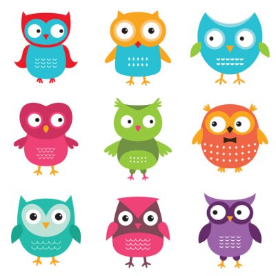 Sticker Eulen eingestellt