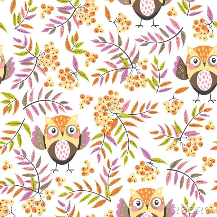 Sticker Eulen und Herbstlaub