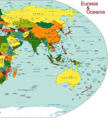 Sticker Eurasia Ozeanien Welt kontinent