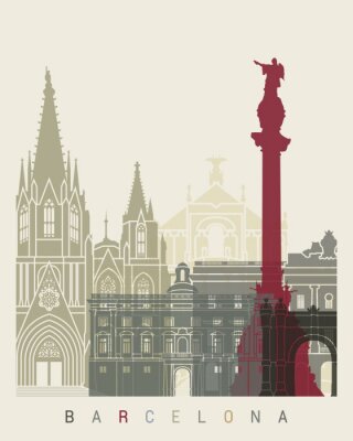 Europäische Stadt farbenfrohe Illustration von Barcelona