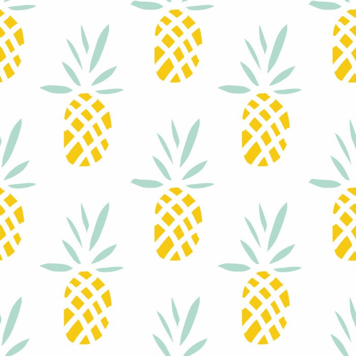 Sticker Exotische Ananas auf weißem Hintergrund