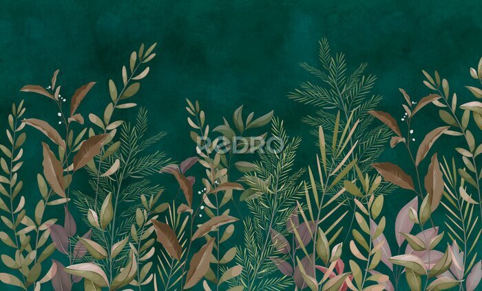 Sticker Exotische Vegetation auf grünem Hintergrund