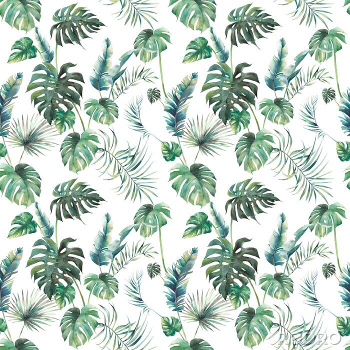 Sticker Exotisches Aquarell mit Vegetation