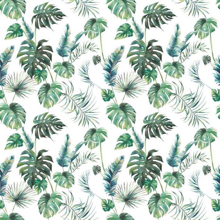 Sticker Exotisches Aquarell mit Vegetation