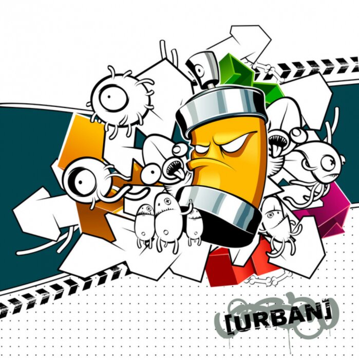 Sticker Farbdosen und lustige Kreaturen