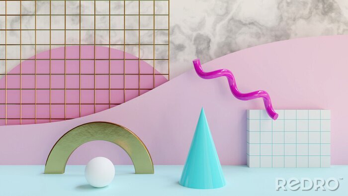 Sticker Farbenfrohe geometrische Raummotive