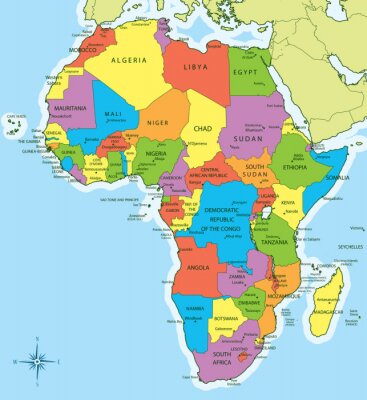 Farbenfrohe Karte von Afrika