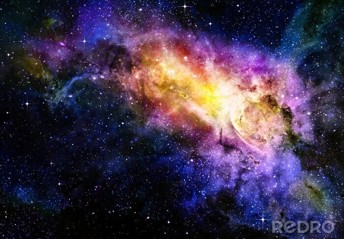 Sticker Farbenfroher Nebel im Weltall