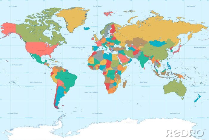 Sticker Farbiges Muster mit Weltkarte