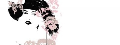 Sticker Fashion illustration. Watercolor painting woman.