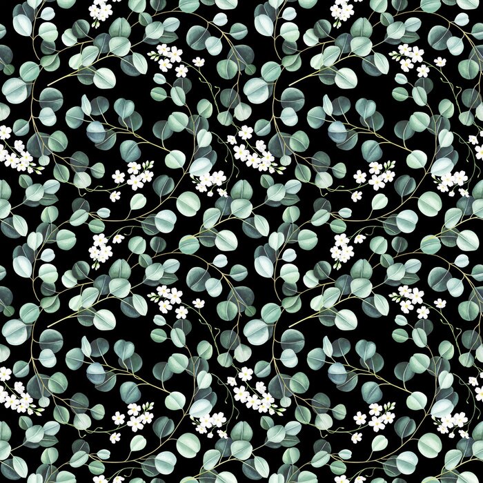 Sticker Feine Blätter auf schwarzem Hintergrund