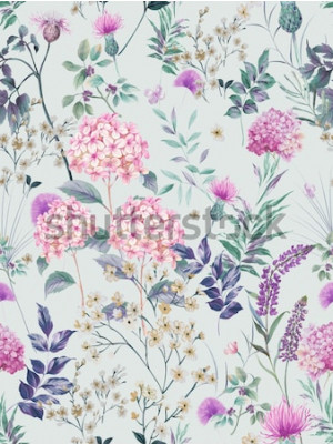 Sticker Feldblumen auf einem Retro-Muster