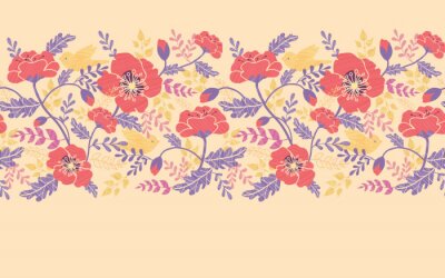 Sticker Feldblumen auf einem volkstümlichen Ornament