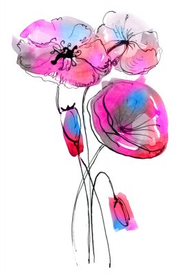 Sticker Feldblumen in Rosa gemalt