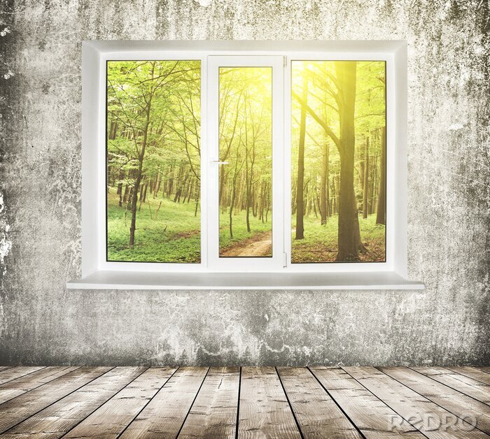 Sticker Fensterblick wald