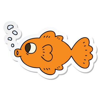 Sticker Fische Goldfisch, der Blasen freigibt